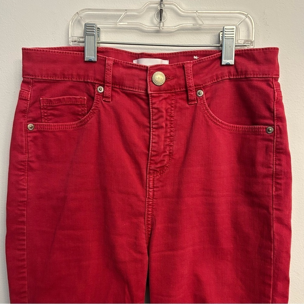 LOFT Red Skinny Jeans With Raw Hem Size 25/0 - Picture 4 of 9